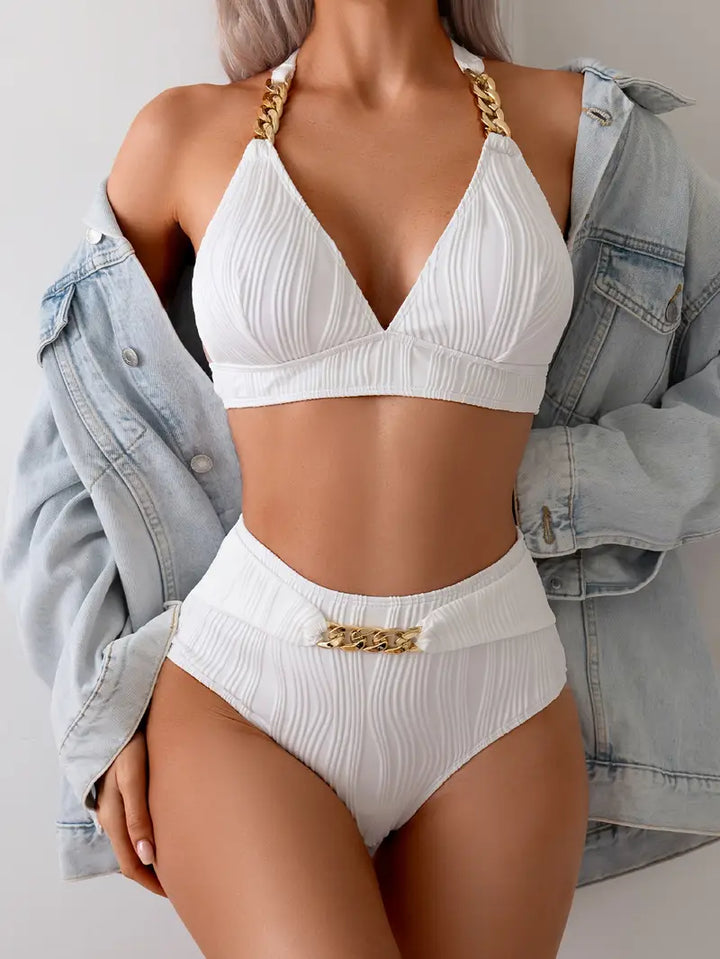 Luxurious Bikini with Gold Accents